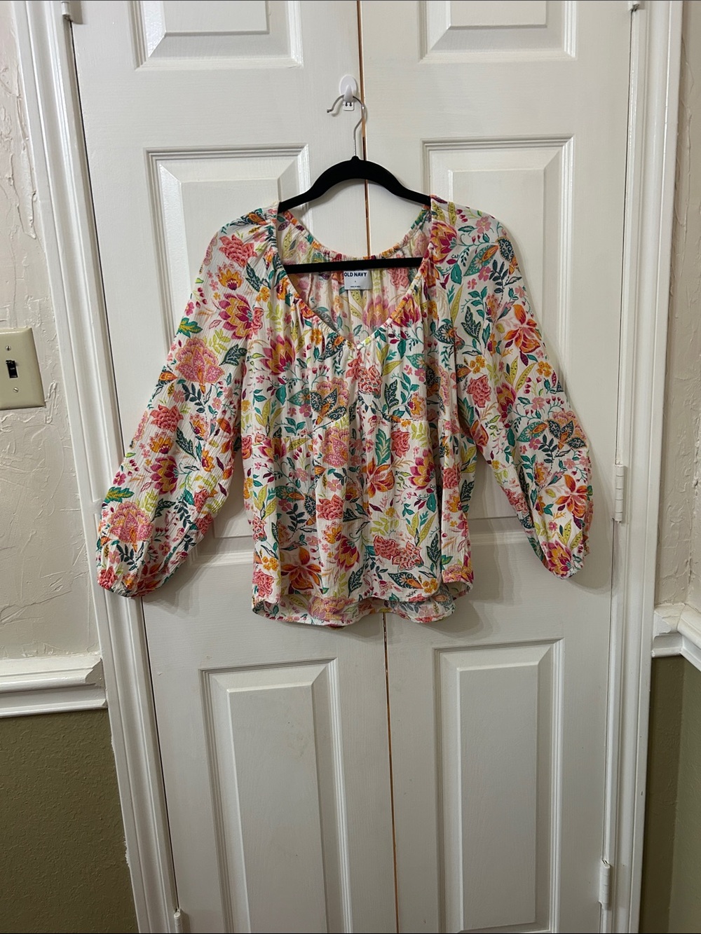 Tropical Peasant Blouse Women's L - Picture 2 of 11